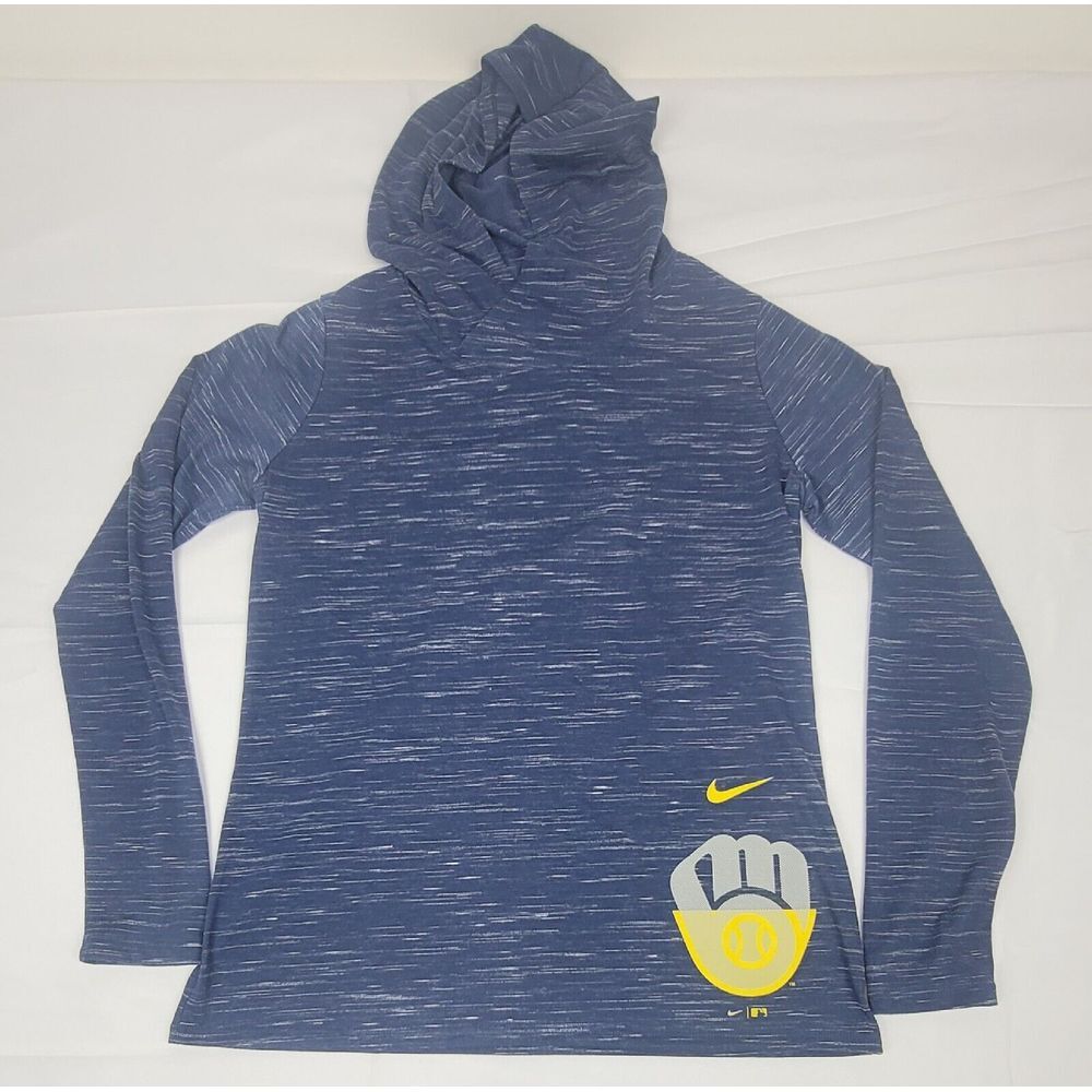 Nike Milwaukee Brewers Hoodie Mens Medium. Dri-Fit MLB Baseball Lightweight.